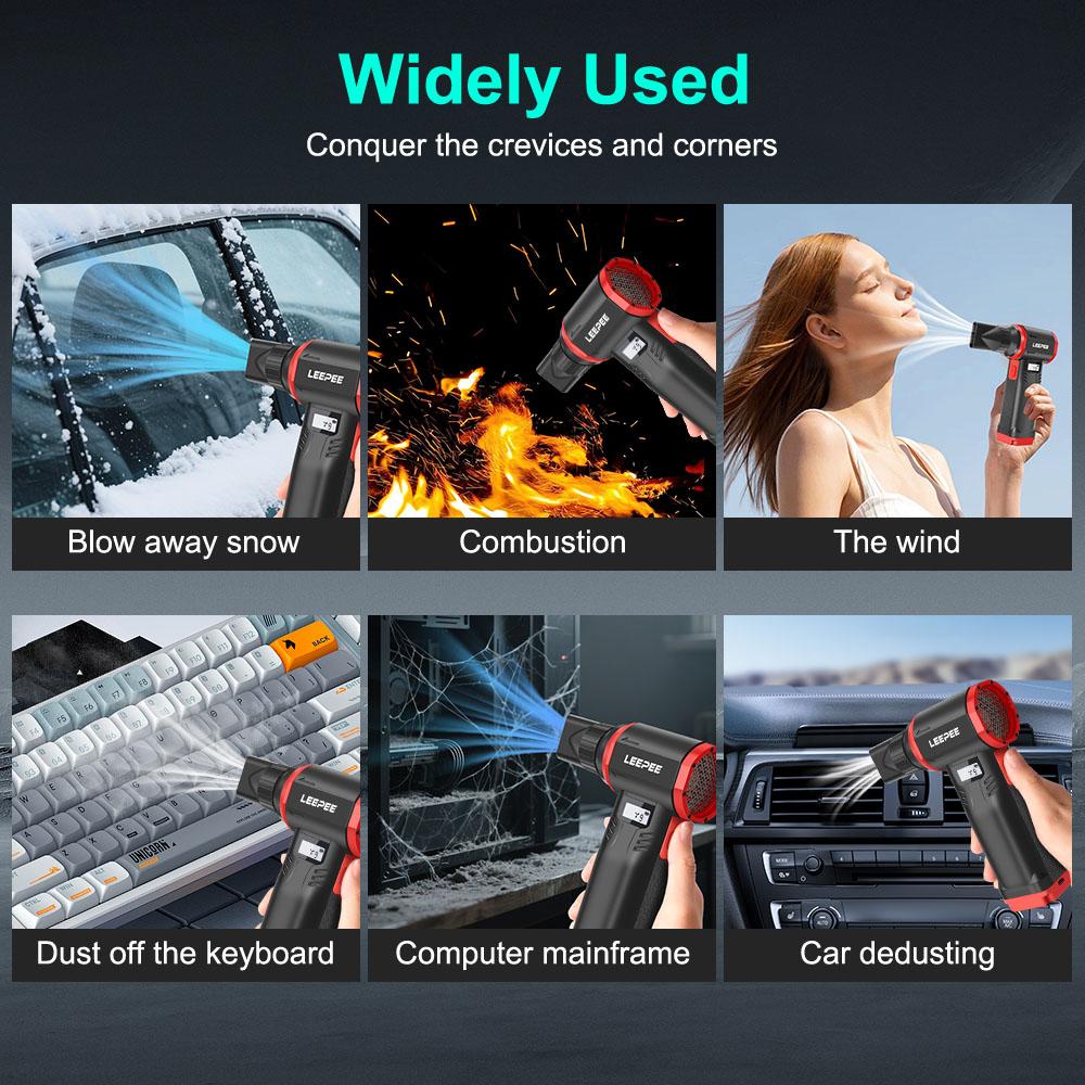 2025 600000RPM Violent Fan High Speed 9 Gears Speed Adjustable Cleaning Blower Tools Powerful Air Blower Type-C Charging Handheld Turbo Jet Fan