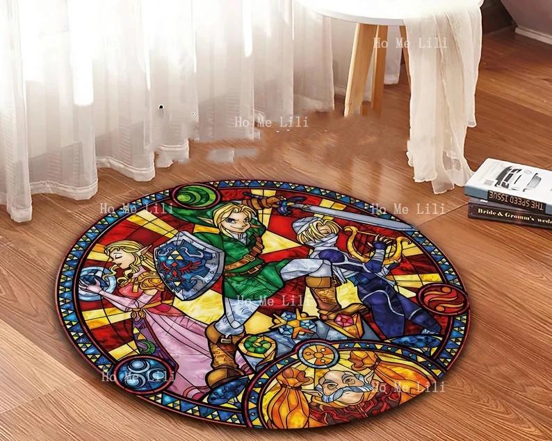 Zelda Round Mat Decor Room Carpet Gift For Gaming Zelda Fan Rug 60X60cm