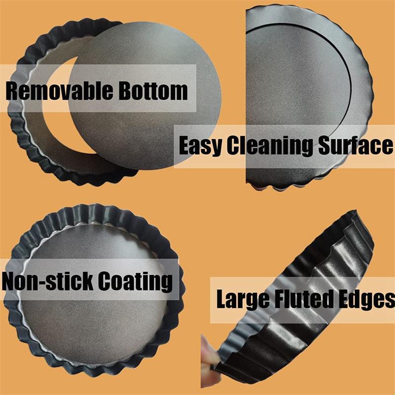Non-Stick Tart Quiche Flan Pan Molds Pie Pizza Cake Round Mould Removable Loose Bottom Fluted Heavy Duty Pie Pan Bakeware