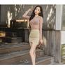 Korean Dongdaemun Slim High-Waisted Light Beige Pleated Short Skirt for Women