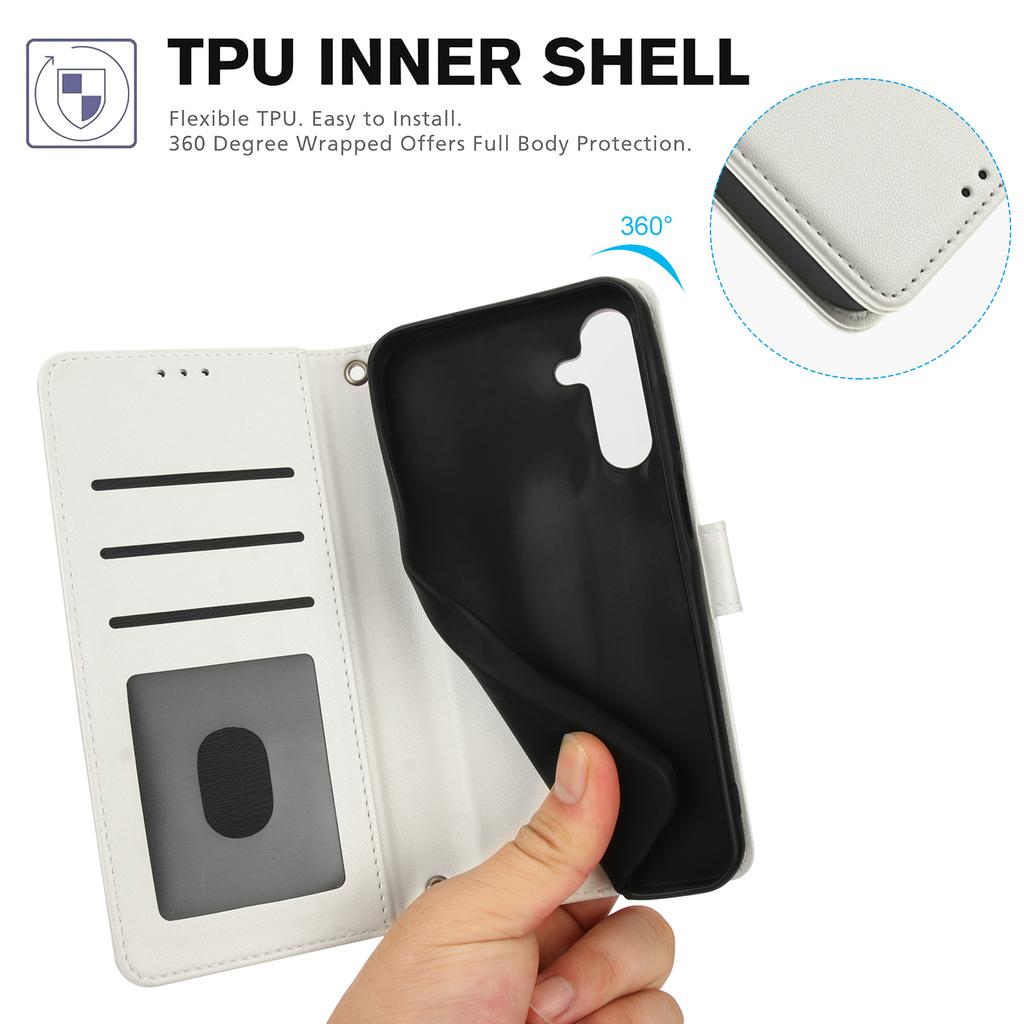 SY-003 For Samsung Galaxy A35 5G Case PU Leather Stand View Phone Wallet Cover with Hand Strap