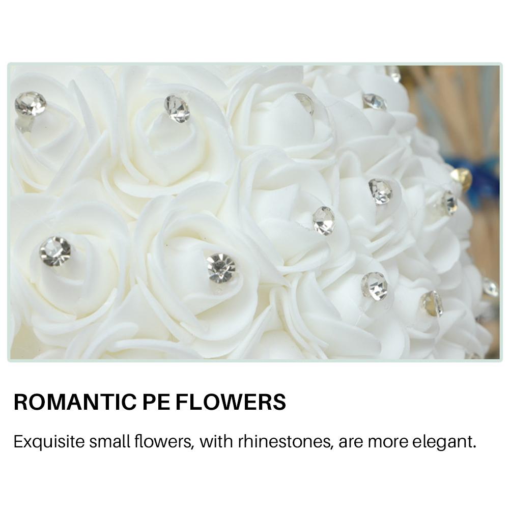 Weißer Brautstrauß Künstlicher Rosenstrauß mit Kristallperle für Hochzeit Verlobung Zuhause