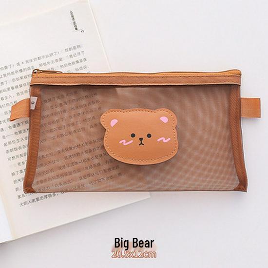 2025 New Japanese Style Little Bear Transparent Pencil Case - Cute, Large Capacity for Students