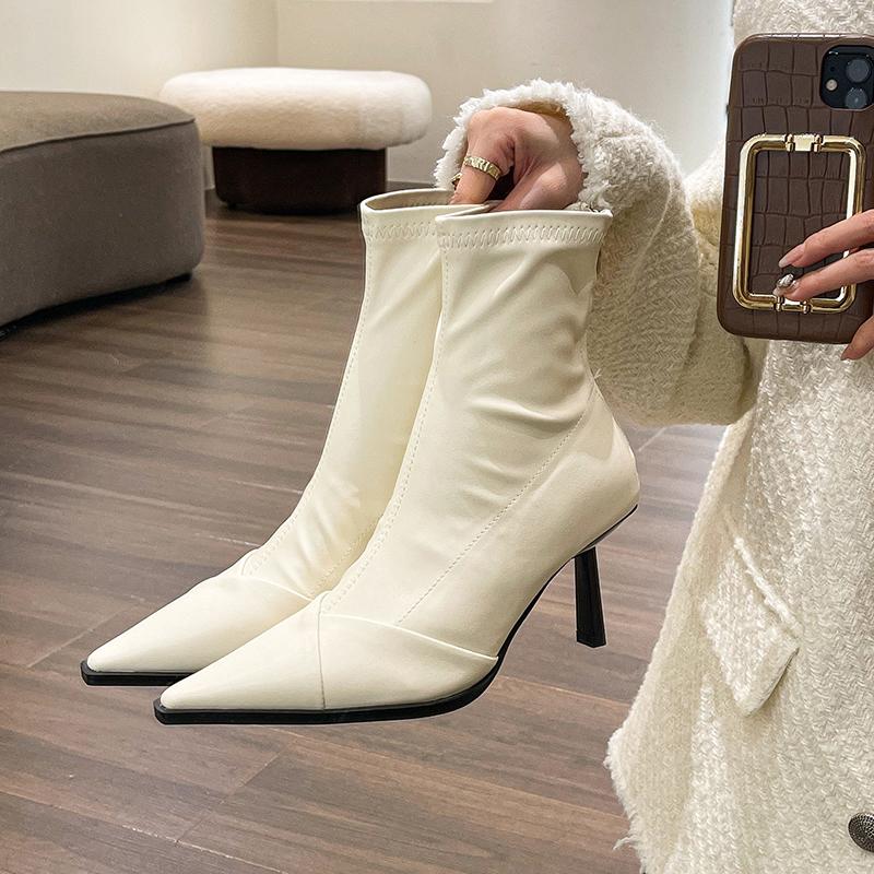 Autumn Women Stretch Ankle Boots Fashion Elegant Dancing Party Prom Shoes High Heel Women's Modern Short Booties