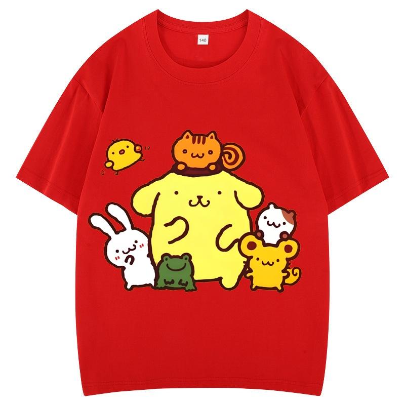 Summer Short-sleeve Girls' T-shirt Pudding Dog Children's Cartoon Casual Men's Clothing Boys' Youth Clothing