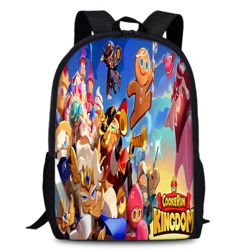Cookie Kingdom Run School Backpack Oxford Fabric Curved Straps For Kids Unisex