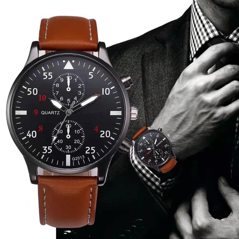 Men's Fashion Business Casual Belt Watch Men's Bracelet Set Men's Watch Pcs Watch + Bracelet + Box