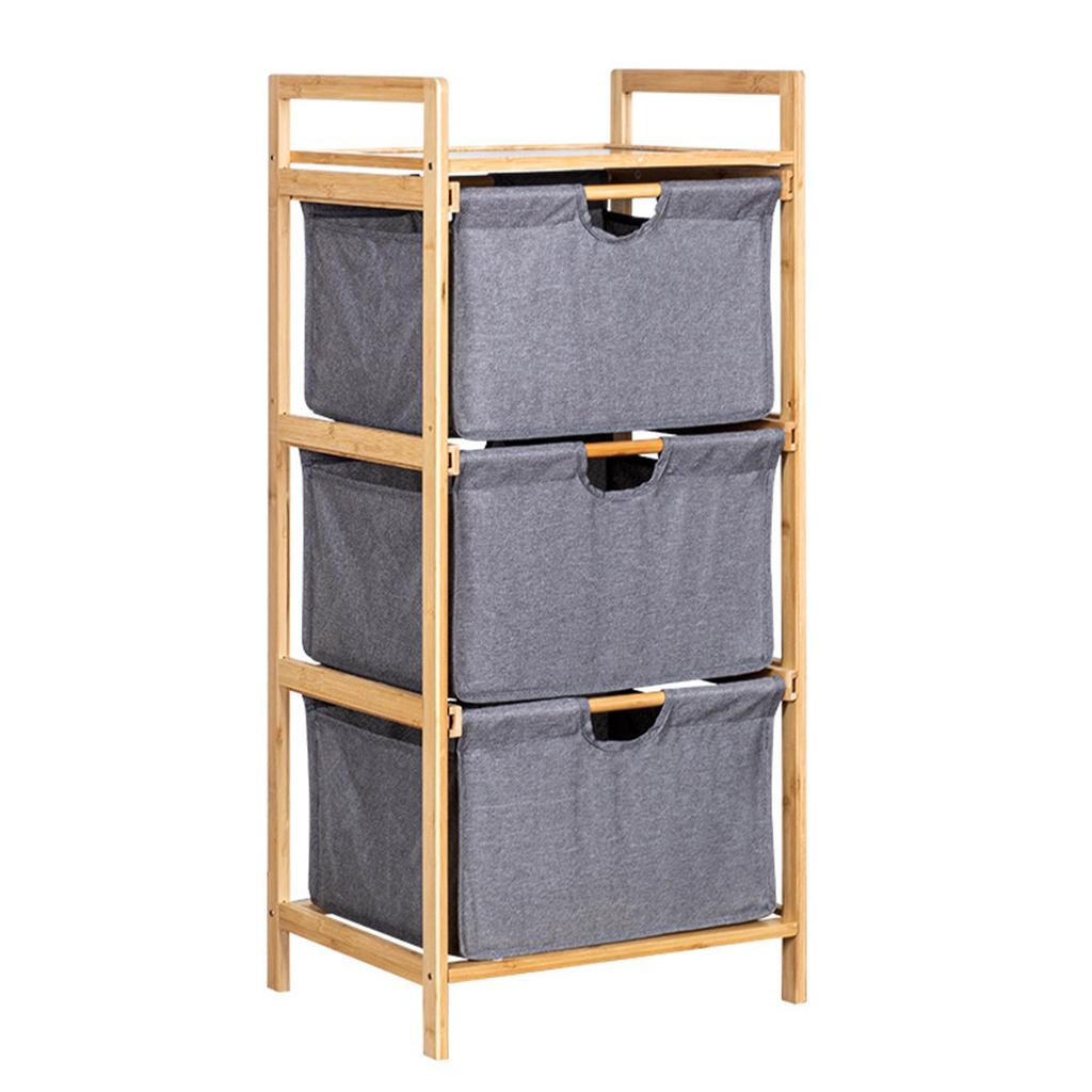 Laundry Hamper Organizer 3 Tier Pull Out Drawer Storage Box Shelf Handle Large Capacity for Bathroom Bedroom Living Room