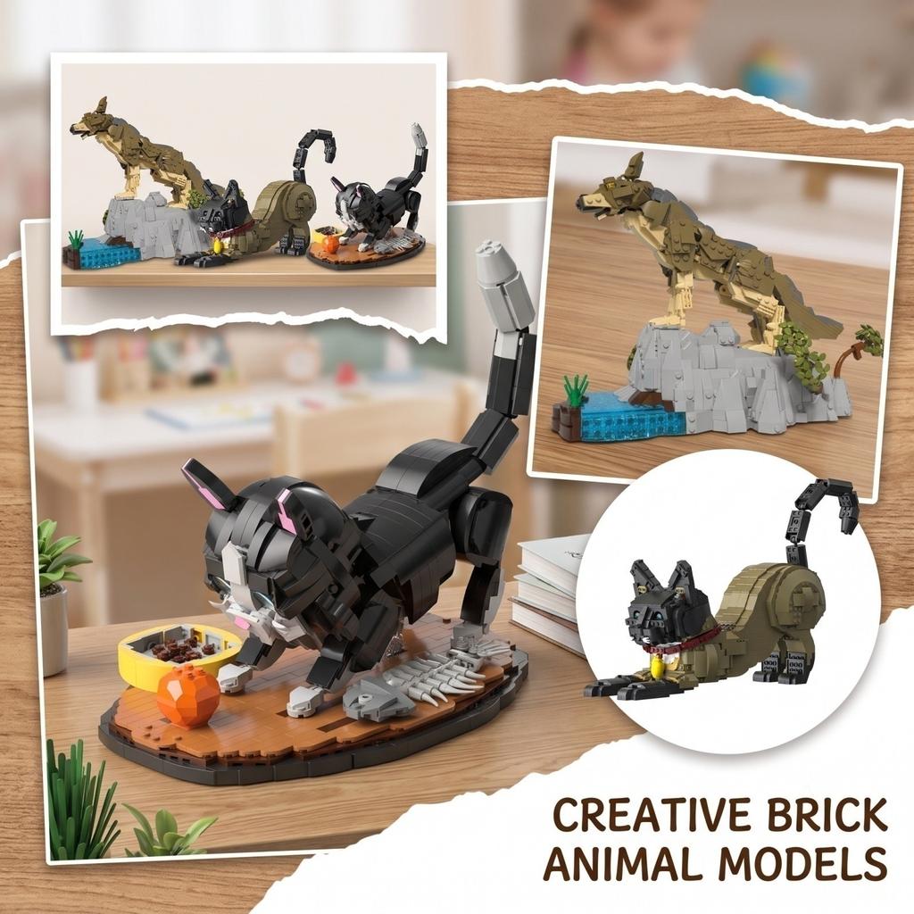 Building Dog Desktop Ornament Miniature Assembly Model Toy for Decoration