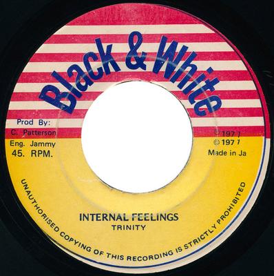 7inch Record TRINITY Internal Feelings NONE Black White 1977 Jamaica Reggae Ska Dub Used