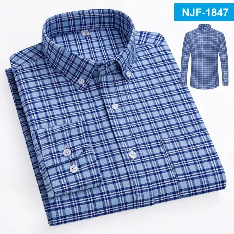 100% Cotton Oxford Long-sleeve Shirts for Men Slim Fit Formal Plain Shirt Soft Casual Plaid Designer White Striped Black Clothes