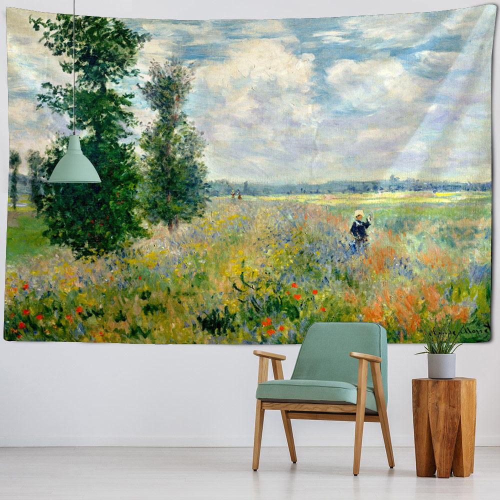 Vintage Tapestry, Art Poster, Lotus Wall Hanging, Van Gogh Oil Painting, Aesthetic Tapestry, Living Room And Bedroom Decoration
