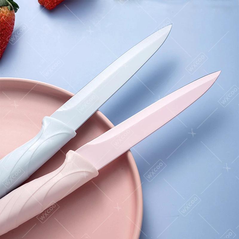 Three-color Fruit Knife Sharp Pocket Kitchen Fruit Knife Stainless Steel Knife with Non-slip Handle Paring Knife Cooking Cutter