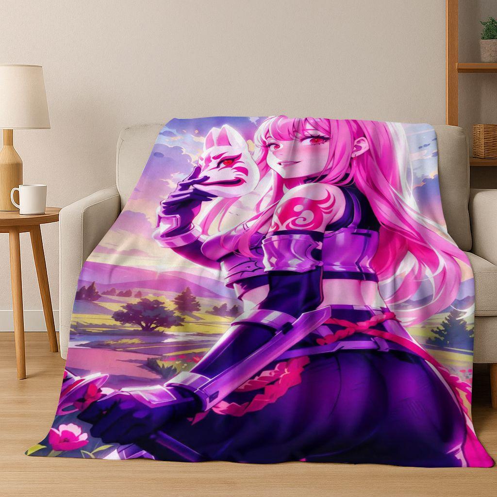 002 Zero Two DARLING In FRANXX Sexy Girl Cartoon Art Flannel Blanket,Cozy Soft Throw Blanket for Home Bedroom Bed Sofa Cover