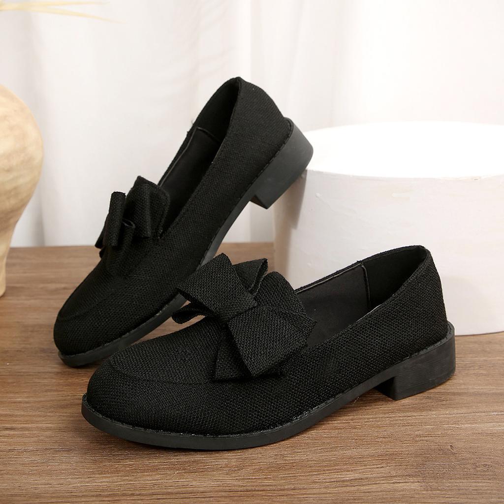 Bow Low-top Single Shoes Women's 2025 Autumn New Plus-size One-foot Loafers
