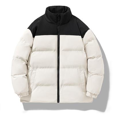 Veste matelassée en coton à col montant épissé pour homme, tendance hivernale, manteau ample, veste matelassée en coton épaisse et chaude, veste matelassée en coton graphène