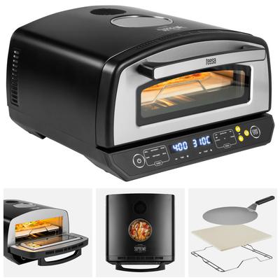 Pizzaofen SUPREME ELITE 2200 W, 450 Grad, zwei Heizelemente, Fenster, LED, 33 cm, verschiedene Backprogramme