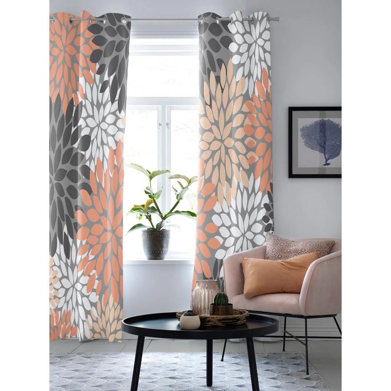 Dahlia Vintage Color Flowers Curtains for Living Room Kitchen Window Curtain Luxury Curtains for Bedroom Kids