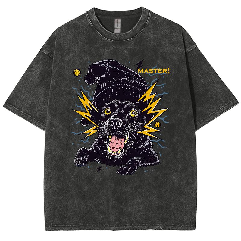 

Черный лабрадор в шляпе принт унисекс футболка оверсайз стирка короткий рукав американский винтаж уличный топ S