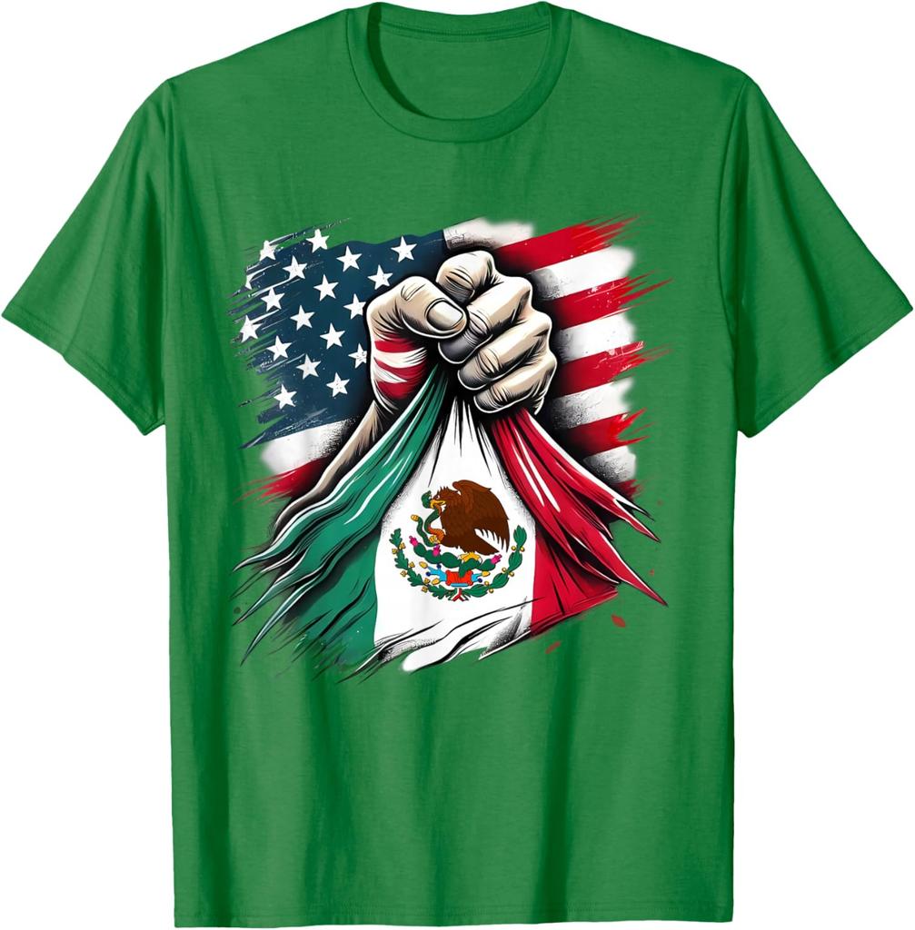 America Mexico Flag Vintage Mexican Roots American TShirt 100 Cotton ONeck Short Sleeve Summer Casual Mens Tshirt Streetwear