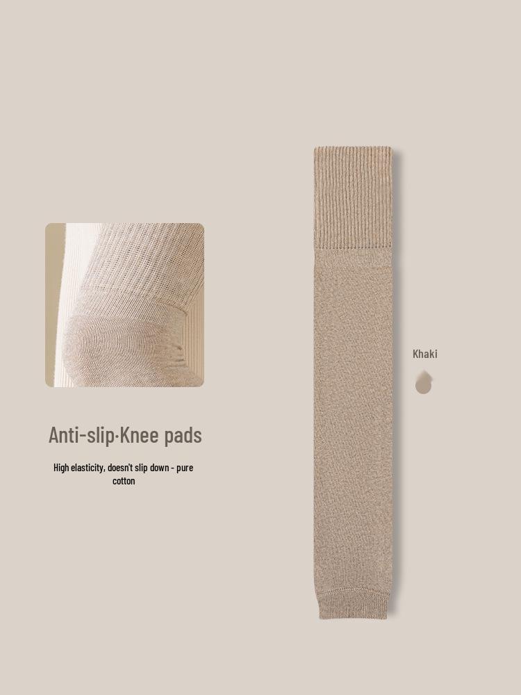 Women's Antibacterial Over-the-Knee Leg Warmer Socks: Thick, Anti-Slip, Cotton Knee Pads - Black for Autumn/Winter.