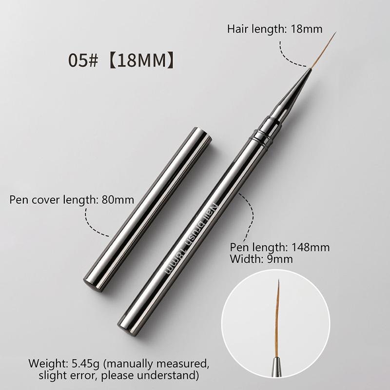 

1Pcs Nail Art Liner Brushes Elongated Lines Striping Drawing Uv Gel Painting Nail Design Pen Professional Manicure Tool 18mm