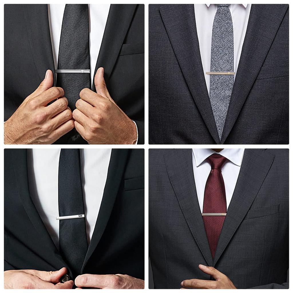 Elegant tie clip set of 8 for simple yet made of for everyday birthday men, stylish, brass, work, gifts, weddings, etc.