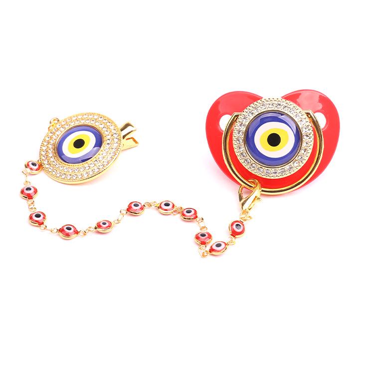 

Popular Evil Eye Pacifier Set with Anti-Drop Chain for Babies