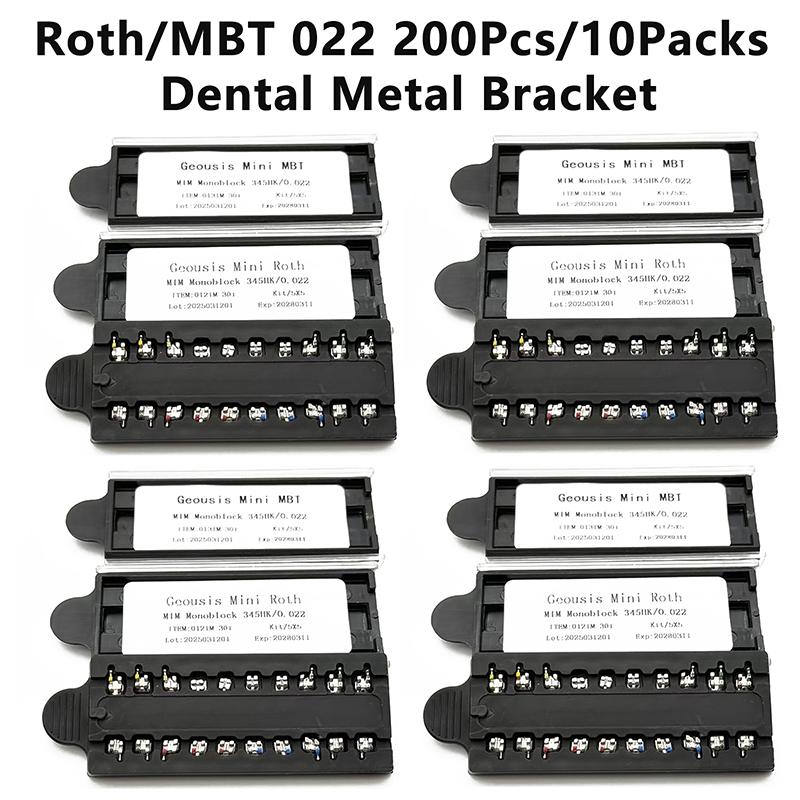 200Pcs/10Boxs Dental Bracket Braces For Teeth Metal Monoblock Mini Roth Mbt 022 345 Hook Dentist Treatment Materials
