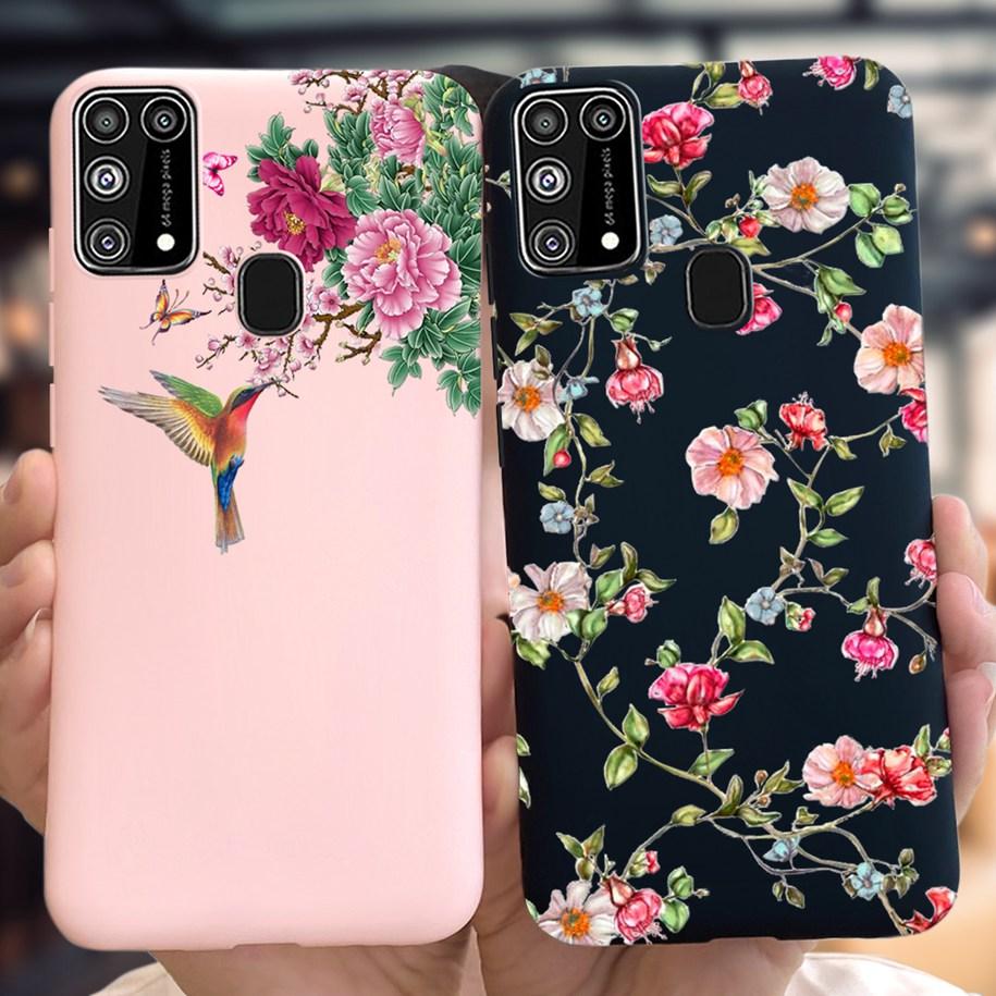 Silikonový kryt Pro Samsung M31 M 31 Obal Čerstvá květina Pírko Nárazuvzdorný kryt telefonu Pro Samsung Galaxy M31s M31 s M315 M317 Etui