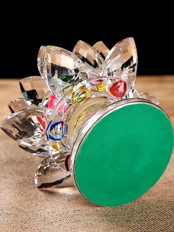Seven-Color Crystal Lotus Candle Holder for Buddhist Offerings: Eternal Ornament for Home Altar