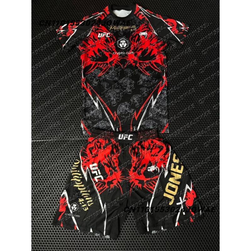 Новая футболка с шортами для мужчин UFC Top Fighters Jon Jones Combat Fighting Event. Дышащий джерси, борцовский, для бега, впитывающий пот комплект. XXXL
