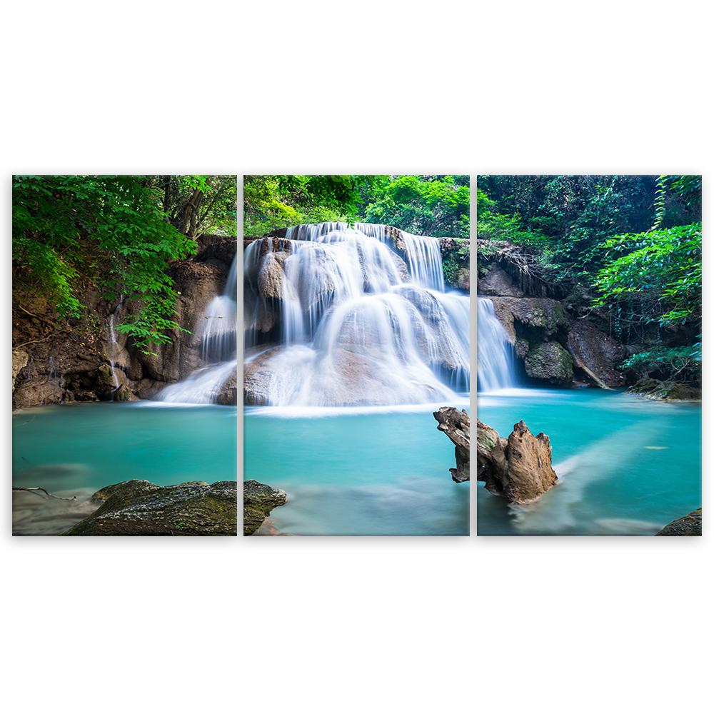 Imprimare pânză din trei piese Cascada Munte Pădure Natura