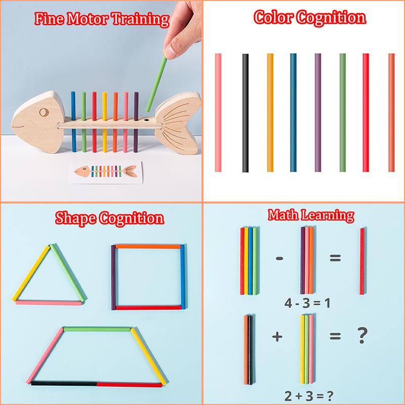 Children Color Matching Stick Balance Games Fine Motor Training Color Sorting Puzzle Learning Board Game Montessori Sensory Toys
