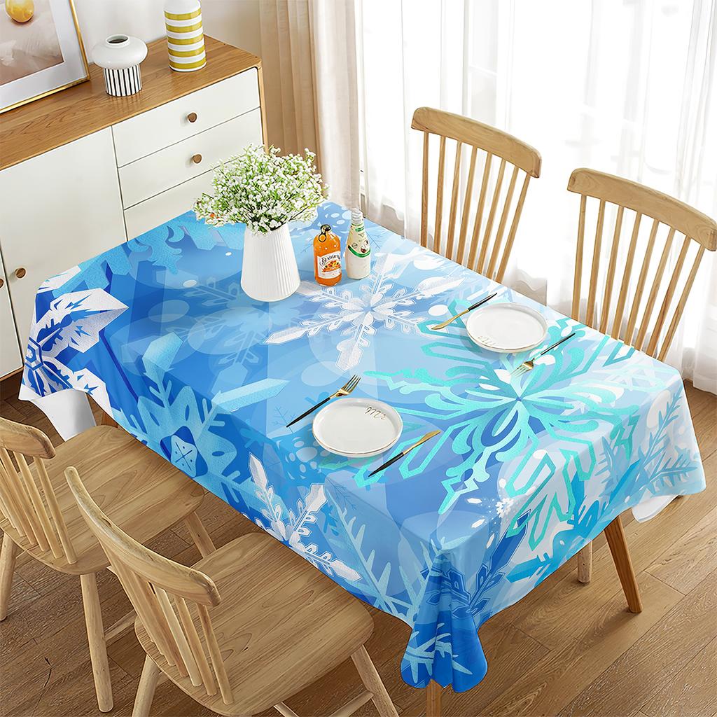 Comforter Snowflakes Tablecloth Rectangular Sparkling Home Decor White Snowflakes Tablecloth For Home Tea Table Dining Room Wedding Decor