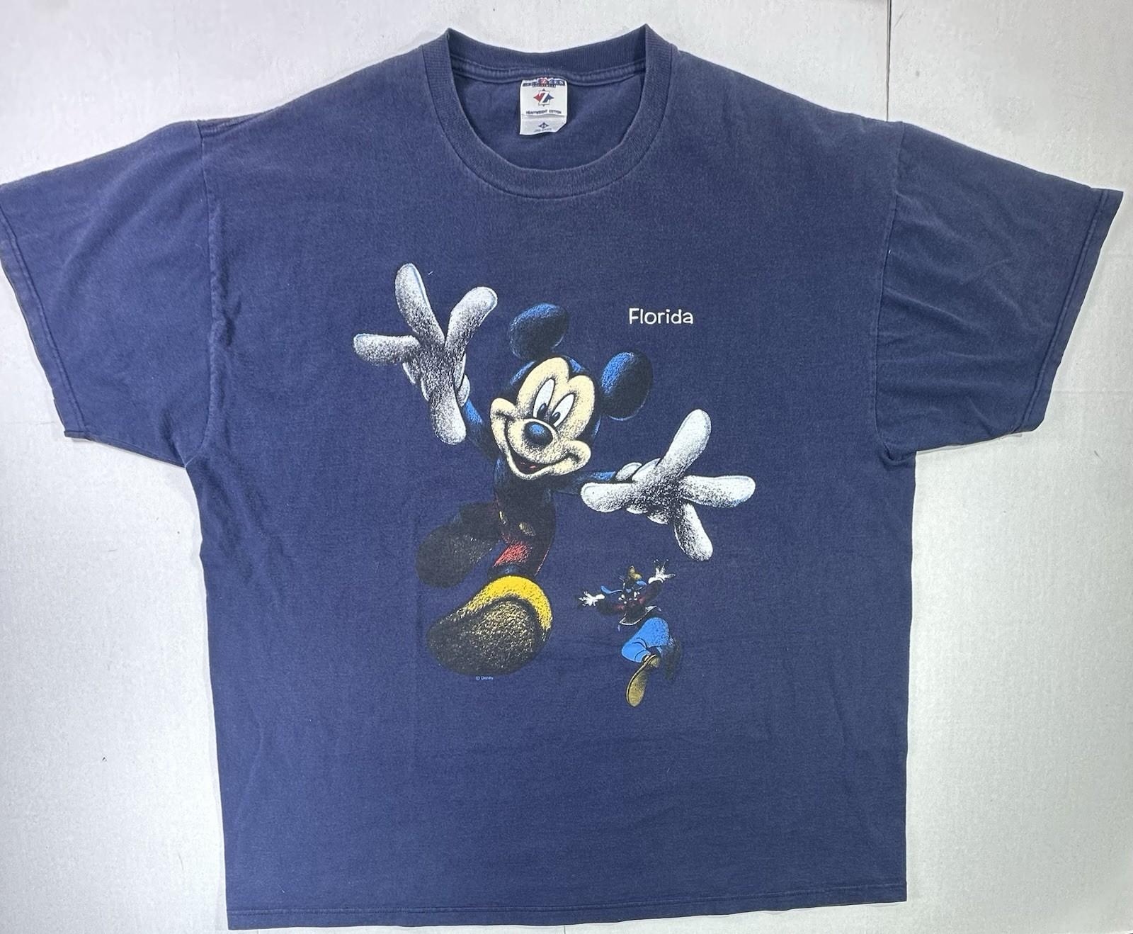 Vintage Disney Mickey Mouse Goofy Florida Double Sided Navy 2XL USA Unisex T-Shirt XXXL