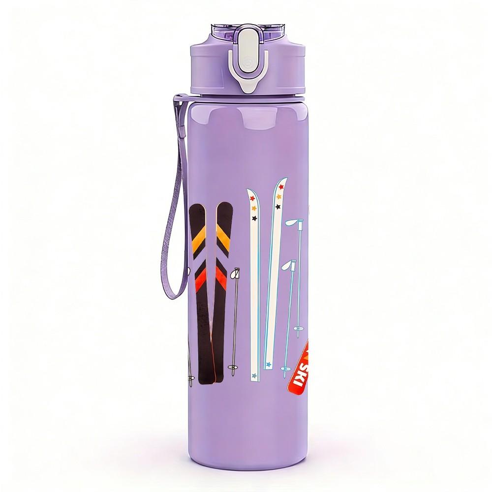 1PC Paint Brush Pen Craft Tool Print 750ml Color Plastic Sports Water Bottle Leakproof Flip Straw Lid Suitable for Sports Office Home Use