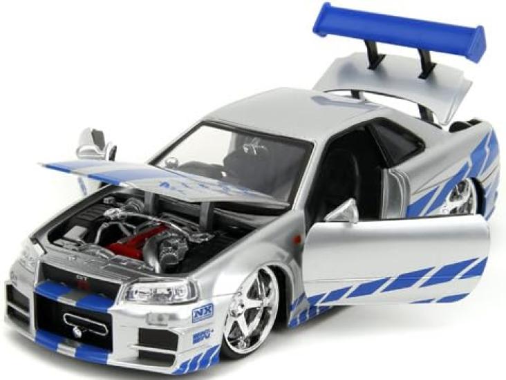 Kyosho Jada Toys Fast & Furious Serie Nissan Skyline Silber Fertigmodell JADA97158 & 1/24 F&F GT-R (R34) (Brian)