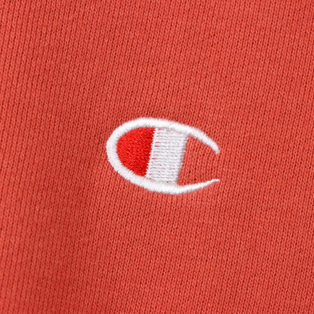 Champion Short Sleeve Crew Neck Red with Fleece Lining and Logo Embroidery Men's Sweatshirt, Basic, C3-Z020, Brick, One-Point