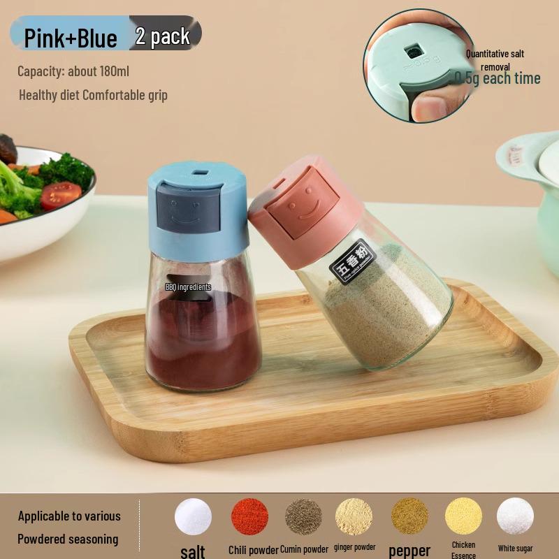 Press-Type Sealed Seasoning Jar: Moisture-Proof Salt and MSG Control Container for Kitchen.