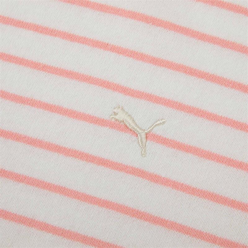 Puma Navy Pack Striped Design Vintage Casual Round Neck Short Sleeve T-Shirt Women Tops Peach-Pink 627732-55