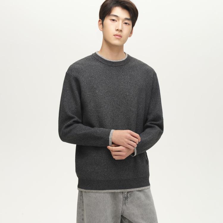 

WOOG2005 Men’s Two-in-One Grey Knit Sweater - Winter 2025 Edition L темно-сірий колір