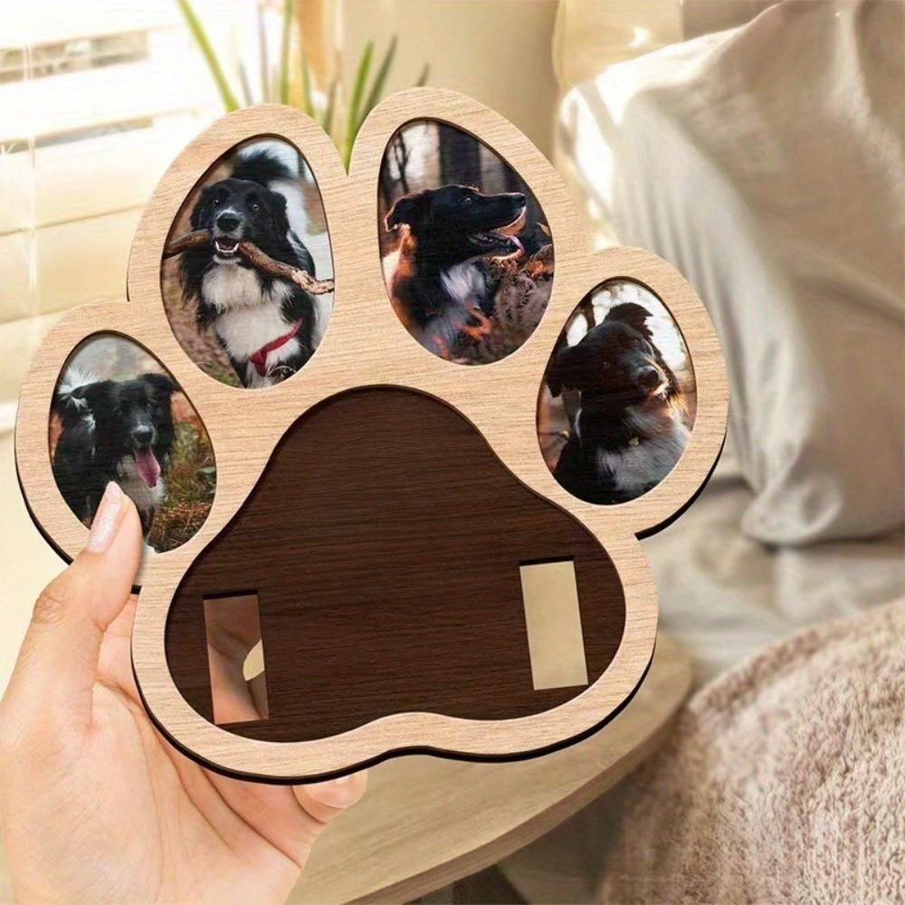 Handcrafted Pet Keepsake Photo Album Cat Paw Shape Solid Wood Frame  Home Decoration
