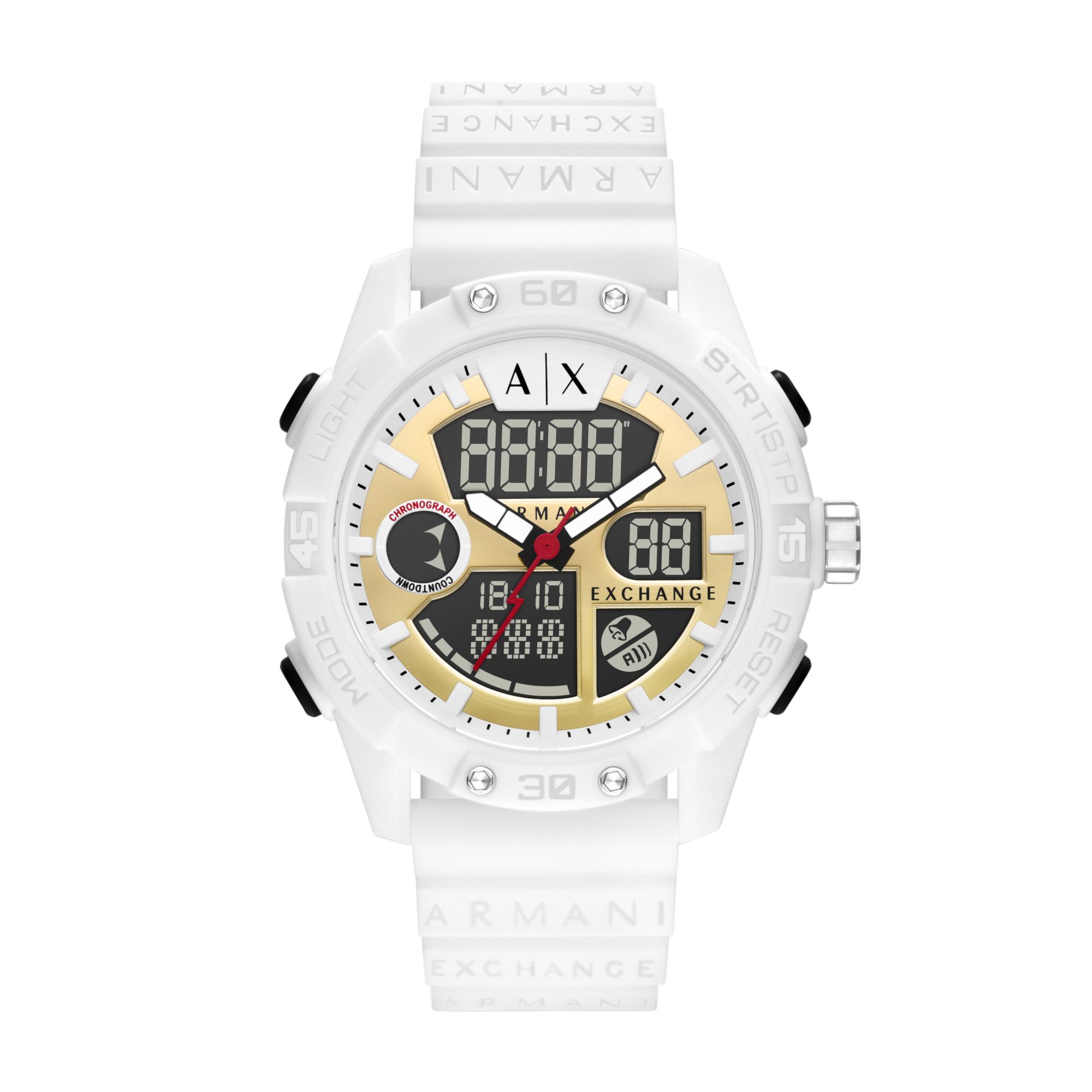

ARMANI EXCHANGEAE Wrist Watch Electronic Movement Silicone Strap Gold Dial Men s Watches AX2961 White strap AX2961