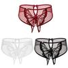 Sheer Mesh Ribbon Bow Briefs Embroidery Butterfly Panties Fashion Open Crotch Briefs  Ladies Girls