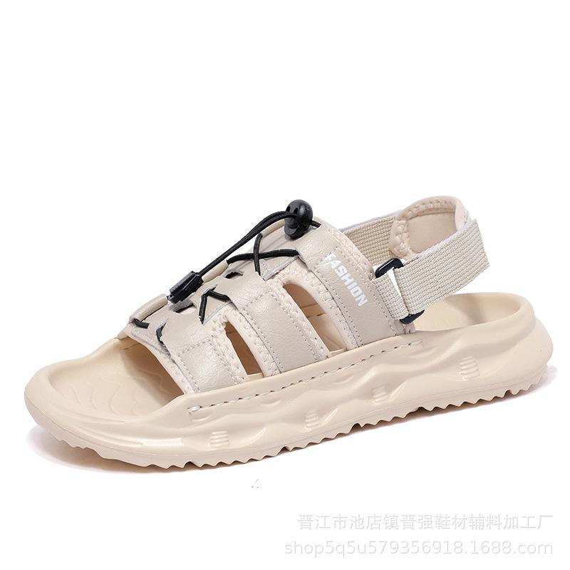 

Мужские спортивные и повседневные летние пляжные шлепанцы, уличные платформенные мужские нескользящие сандалии, дышащие модные универсальные шлепанцы 44 бежевый