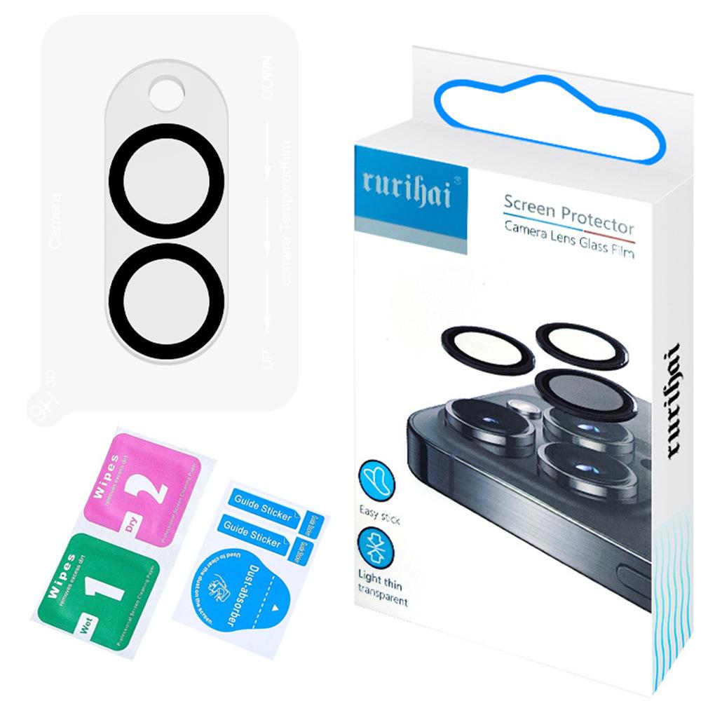RURIHAI For Samsung Galaxy S25 Edge Camera Lens Protector Clear Black Circle 3D High Aluminum-Silicon Glass Lens Film