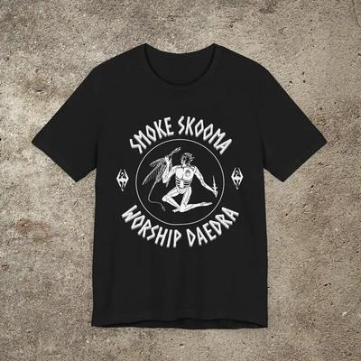 Smoke Skooma Worship Daedra Gamer Tee Elders Scrolls Print T Shirt