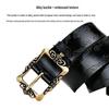 Luxury Retro Palace Style Women's Leather Belt with Butterfly Embossed Carved Buckle