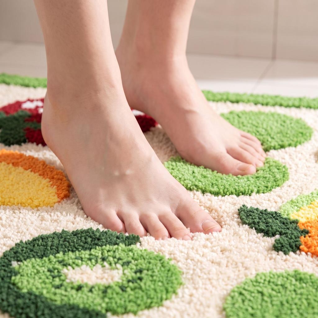 Non- Absorbent Bath with Strawberry and Design - Soft Faux Bathroom for Shower Floor